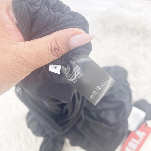 Az Factory with Ester Manas Long Sleeve Ruched Black Sheer Dress Sz FR 36‎ - Picture 2 of 7